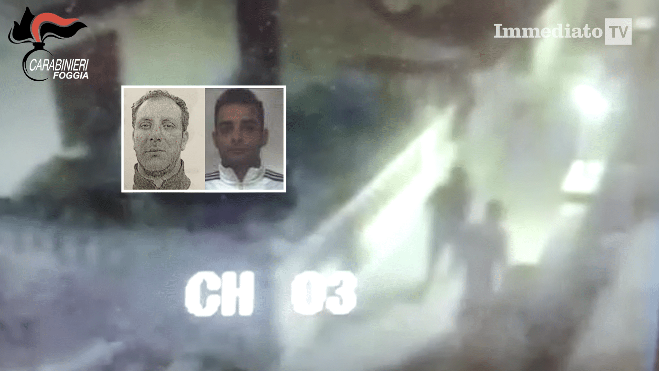 In foto, Iannoli e Della Malva; sullo sfondo, un'immagine tratta dal video dei carabinieri sull'omicidio Solitro