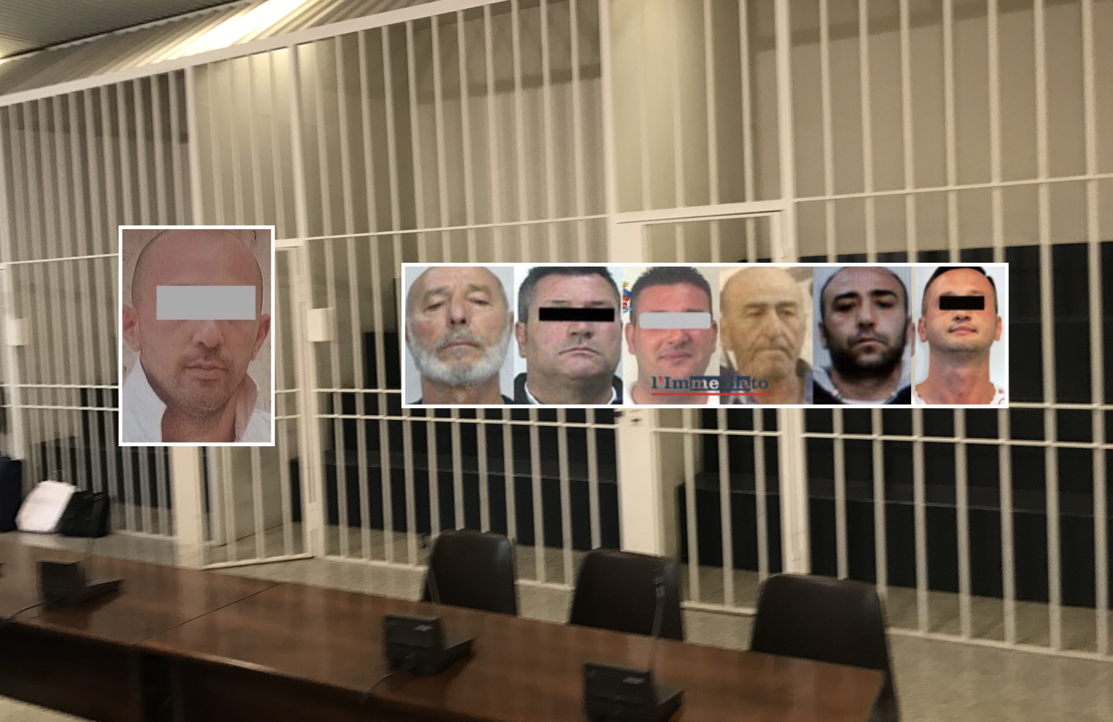 In alto, da sinistra, Verderosa, Rocco Moretti, Roberto Sinesi, Francesco Sinesi, Vito Bruno Lanza, Savino Lanza e Cosimo Damiano Sinesi