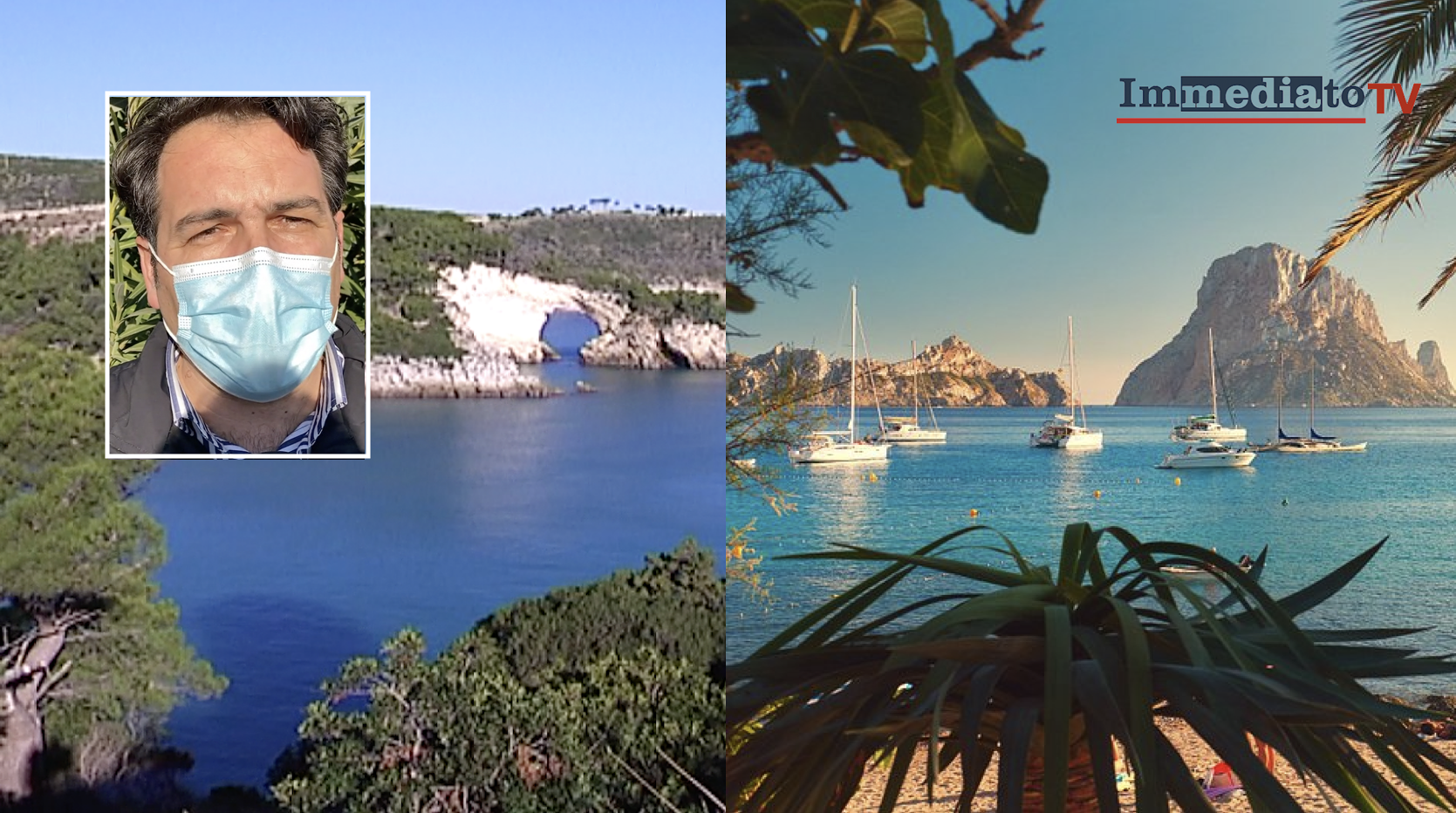 Gargano e Ibiza; nel riquadro, Notarangelo