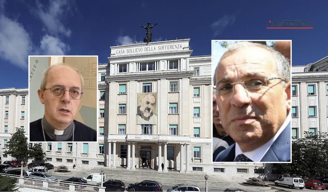 Casa Sollievo; nei riquadri, Moscone e Di Bari
