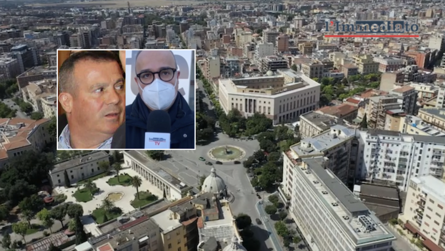 Luca Leccese e Mario Lerario; sullo sfondo, Foggia