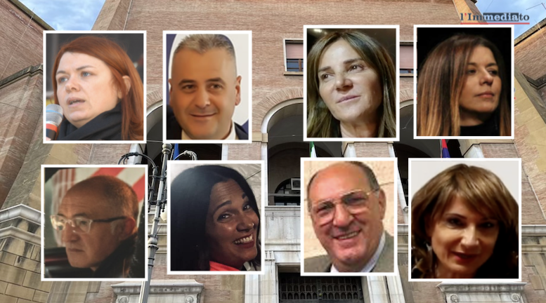 Da sinistra, Marcone, Mainiero, Fallucchi e Giuliani; sotto, Panunzio, Di Donna, Ursitti e Luxuria