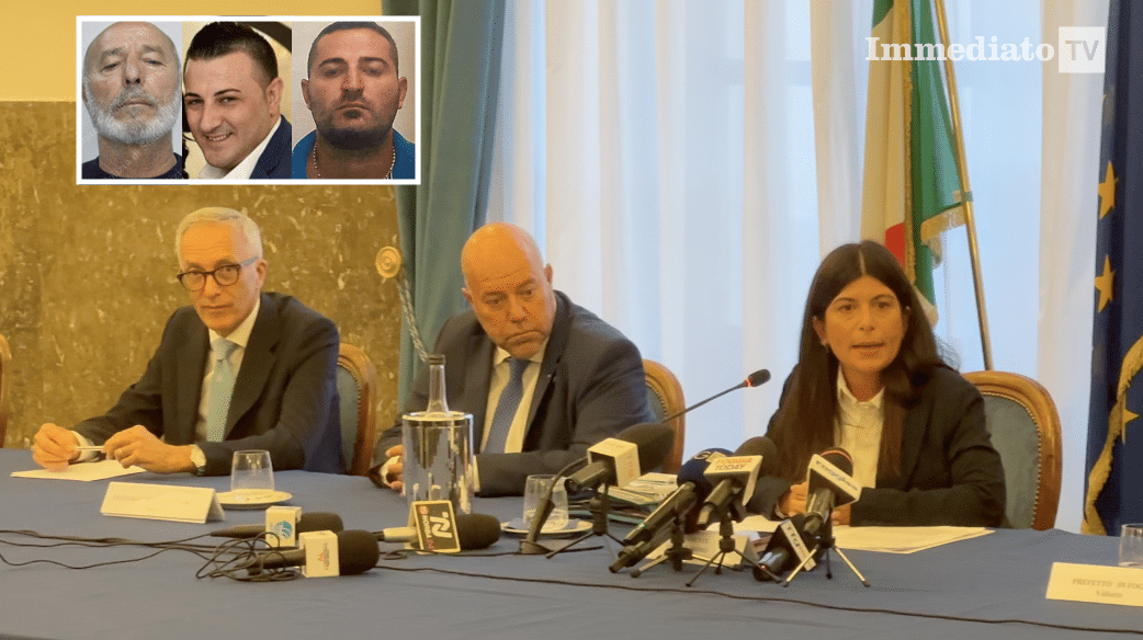 Nel riquadro, Moretti, Miucci, reggente dei Li Bergolis e Raduano; sotto, Vaccaro, Rossi e Colosimo