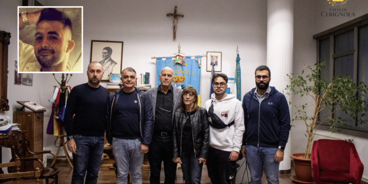 L'incontro in Comune con i genitori di Donato Monopoli; nel riquadro, il compianto giovane di Cerignola