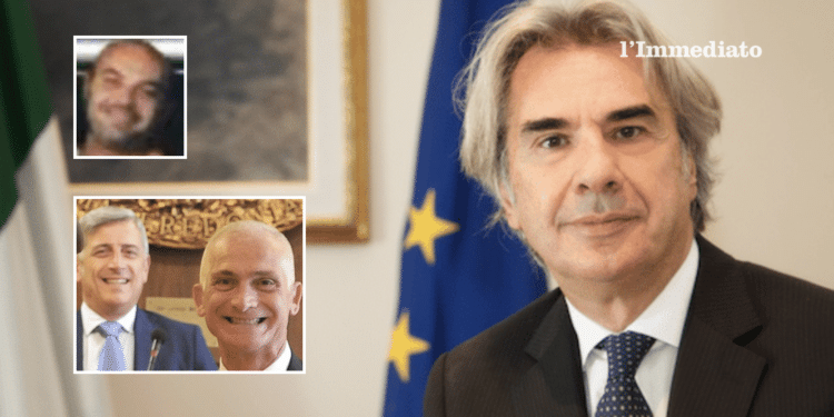 In alto, Riccardi; sotto, Sventurato e Rotice; a destra, il prefetto di Foggia Valiante