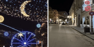 A sinistra, il centro di Foggia nel 2019; a destra, una foto del 2023