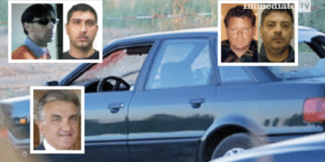L'omicidio di Michele Santoro "Mangiafave"; in alto a sinistra, Armando e Franco Li Bergolis; sotto, Matteo Lombardi; a destra, Franco e Mario Luciano Romito