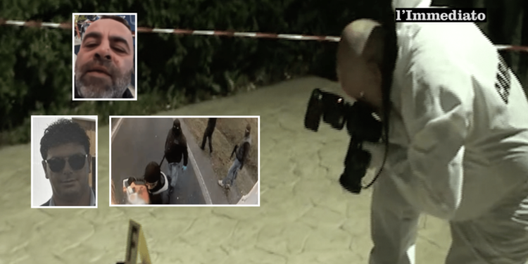 In alto, Antonio Quitadamo; sotto, Francesco Scirpoli e l'assalto a Bollate; sullo sfondo, foto di repertorio di un omicidio di mafia garganica