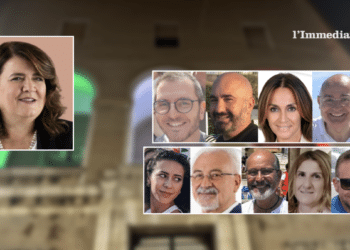A sinistra, Episcopo; a destra Emanuele, De Santis, Mendolicchio e Galasso; sotto, Amatore, Formica, Di Molfetta, Patano e Frattarolo