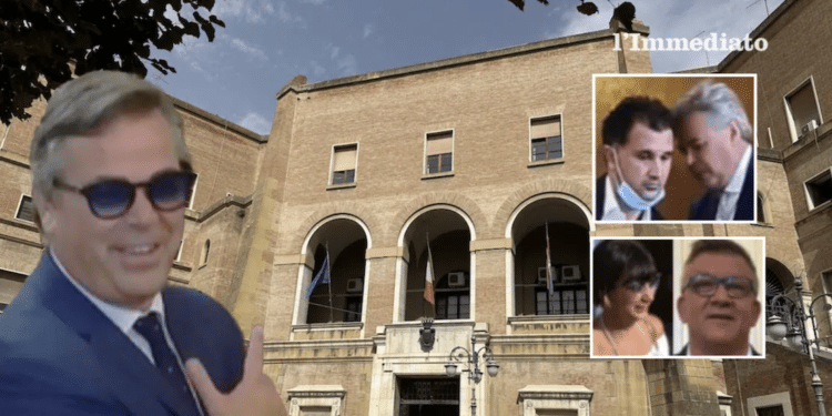 A sinistra, Landella; a destra, Iaccarino con l'ex sindaco; sotto, Di Donna e Capotosto