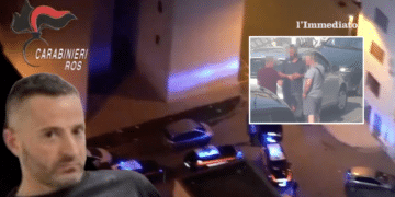 A sinistra, Marco Raduano; sullo sfondo e nel riquadro, due immagini tratte dal video dei carabinieri