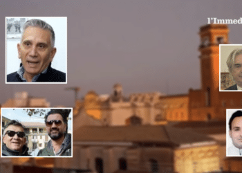 In alto, D'Alba; sotto, Capotosto e Iaccarino; a destra, il prefetto di Foggia, Valiante; sotto, Tizzano