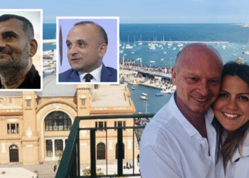 Nei riquadri, Decaro e D'Attis; a destra, Olivieri e Lorusso