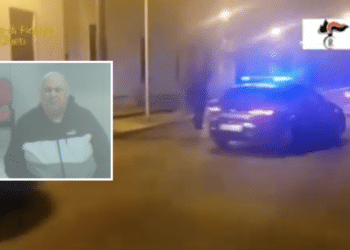 Nel riquadro, Nardino durante un collegamento dal carcere nel corso del processo