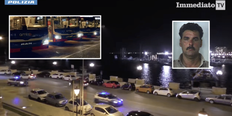 Operazione Codice Interno; nei riquadri, bus Amtab e il boss Savino Parisi