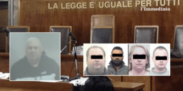 A sinistra, in grande, Franco Nardino; a destra, Roberto Nardino, De Cotiis, Russi e Vincenzo Nardino
