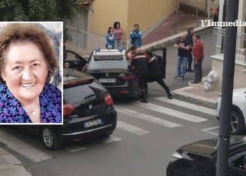 Rachele Covino; sullo sfondo, il momento dell'arresto
