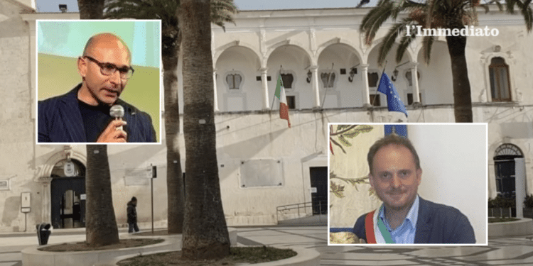 Brigida e La Marca; sullo sfondo, il Comune di Manfredonia