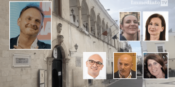 A sinistra, La Marca; in alto a destra, Valentino e Valente; sotto, Mansueto, Schiavone e D'Anzeris