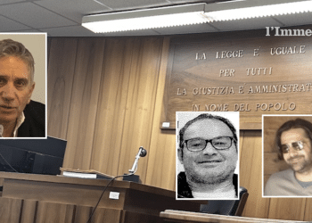 D'Alba, Tizzano e Francavilla; sullo sfondo, un'aula di tribunale