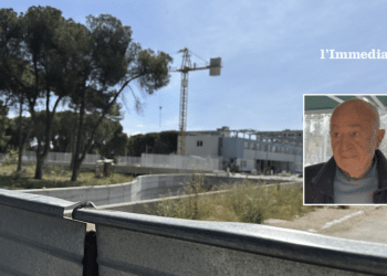 Il cantiere della Fiera; nel riquadro, Fortunato Di Masi