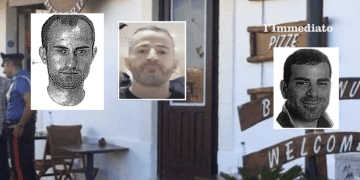 Troiano, Raduano e Trotta; sullo sfondo, la bruschetteria