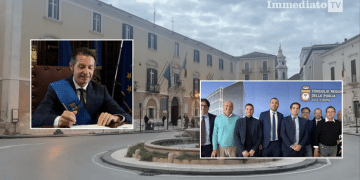 Nobiletti e gruppo Con; sullo sfondo, Palazzo Dogana