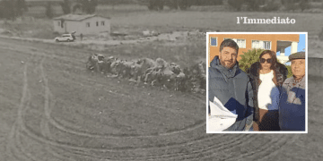 De Sabato con i Nardella; sullo sfondo, le ecoballe