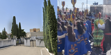 Il cimitero comunale e un'immagine della sfilata di domenica 23 febbraio