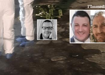 Da sinistra, Ricucci, Enzo e Dino Miucci; sullo sfondo, l'omicidio di Fic secc