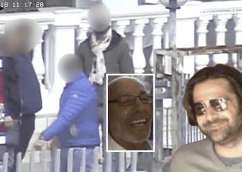 Un'immagine tratta dal video dell'operazione "Game Over"; in primo piano, Rocco Moretti e Giuseppe Francavilla