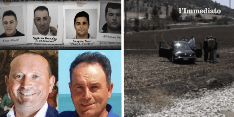 In alto, Miucci, Prencipe, Tucci e Perna; sotto, i fratelli Luciani; a destra, il maggiolone di Mario Romito