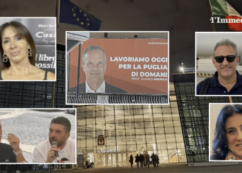 In alto, Starace; sotto, Vendola e De Sabato; al centro, Angiola; a destra, Gatta e Montrone