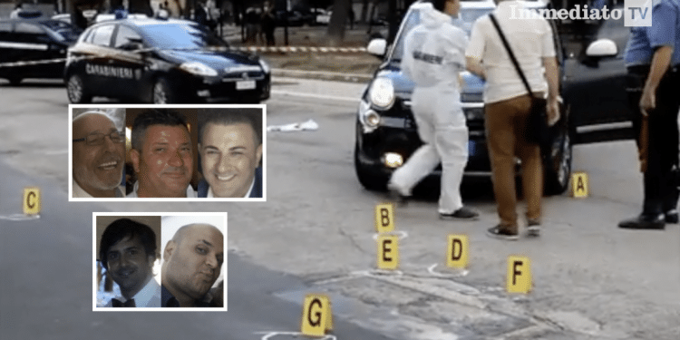 Moretti, Sinesi e Miucci; sotto, Francavilla e Pettinicchio; sullo sfondo, il luogo dell'attentato a Sinesi