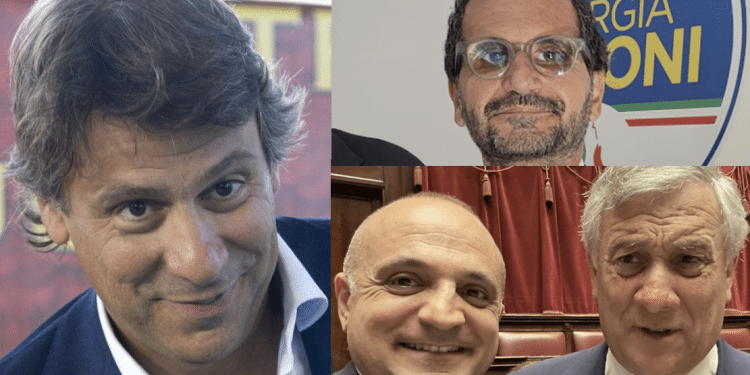 Nicola Porro; in alto, Marcello Gemmato; sotto, D'Attis e Tajani