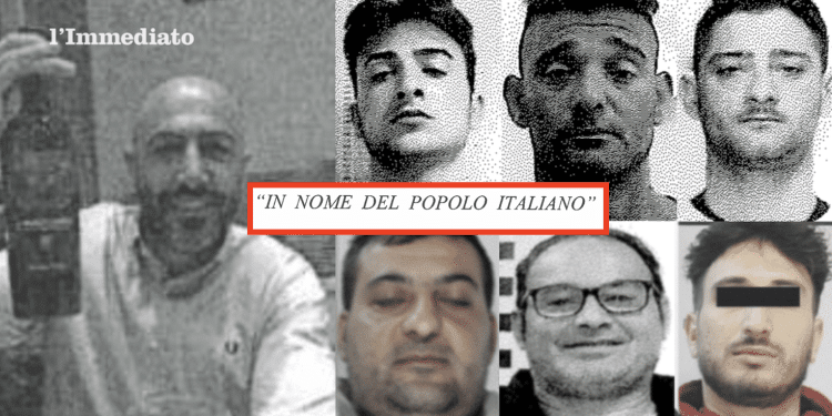 Pasquale Moretti nella foto grande; in alto, Rocco Moretti jr, Gioacchino e Antonello Frascolla; sotto, Aprile, Tizzano e Valletta