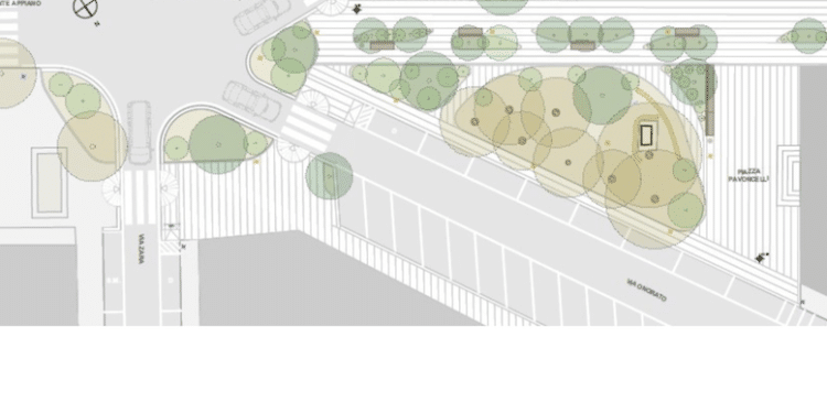 Il rendering di piazza Pavoncelli