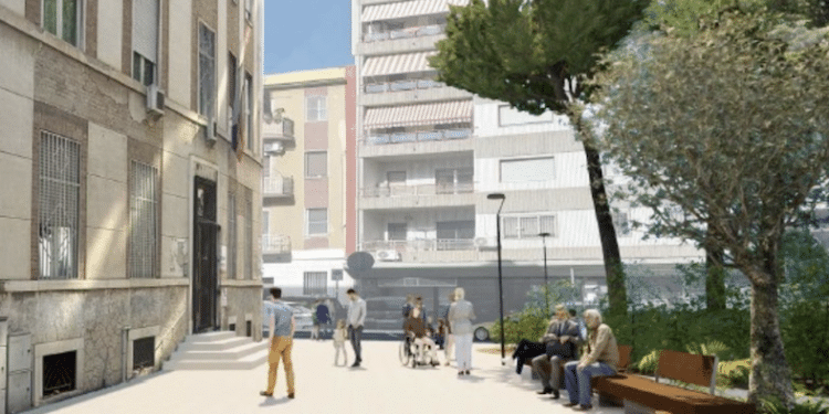 Il rendering di piazza Pavoncelli