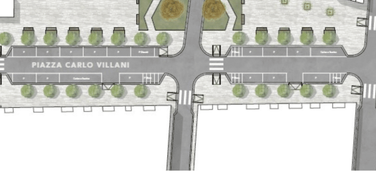 Il rendering di piazza Villani