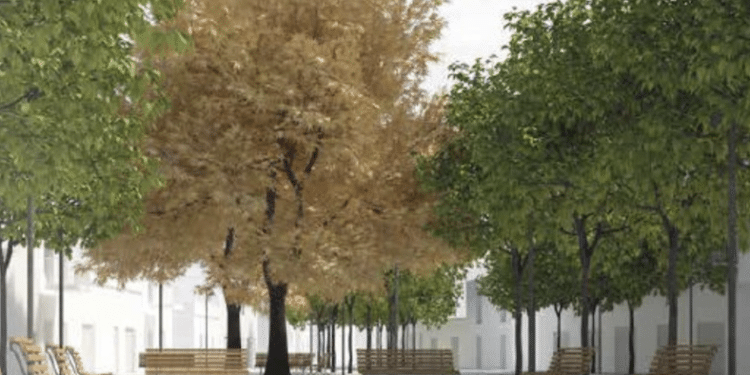 Il rendering di piazza Villani
