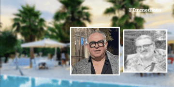 Felice Giuliani e Michele Parisi; sullo sfondo, il resort dell'imprenditore stornarese
