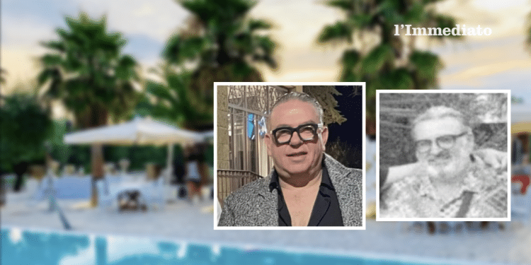 Felice Giuliani e Michele Parisi; sullo sfondo, il resort dell'imprenditore stornarese