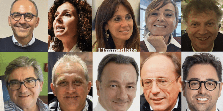 Gli eletti alle Regionali 2025 in provincia di Foggia; sopra, Piemontese, Falcone, Starace, Barone, Tutolo; sotto, Scapato, Gatta, De Leonardis, Dell'Erba e Cera