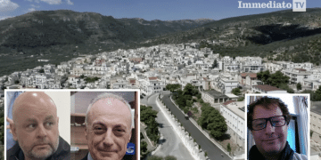 Fischetti, Leo e Giudilli; sullo sfondo, Mattinata