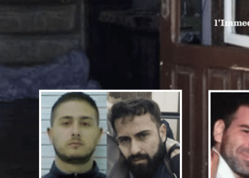 Bonsanto, Troiano e Trotta; sullo sfondo, il luogo dell'omicidio