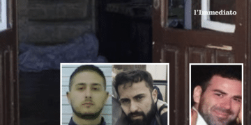 Bonsanto, Troiano e Trotta; sullo sfondo, il luogo dell'omicidio