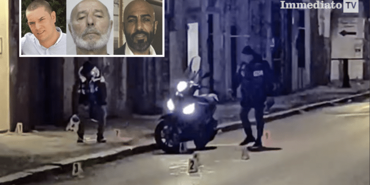 Alessandro Moretti, lo zio Rocco e il cugino Pasquale; in grande, il luogo dell'agguato