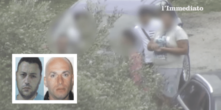 Bruno e Albanese; sullo sfondo, un'immagine tratta dal blitz
