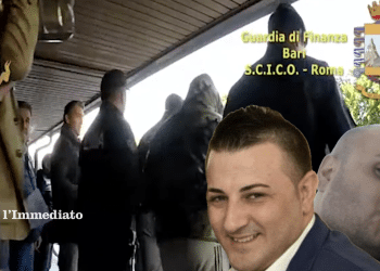 Miucci e Pettinicchio; sullo sfondo, un estratto del video dell'operazione "Friends"