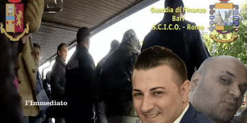 Miucci e Pettinicchio; sullo sfondo, un estratto del video dell'operazione "Friends"